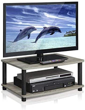 Load image into Gallery viewer, FURINNO Turn-N-Tube No Tools 2-Tier Elevated TV Stand, French Oak Grey\/Black