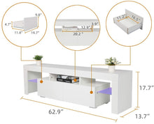 Load image into Gallery viewer, Bonnlo Modern TV Stand with LED Light for 65 Inch TV LED TV Stand TV Cabinet Media Storage Console Table with Drawer and Shelves for Living Room Bedroom Furniture, White