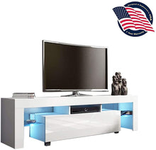 Load image into Gallery viewer, Kadola US Fast Shipment White TV Stand with Lights, Modern LED TV Cabinet with Storage Drawers,High Gloss TV Stand for 43/55/50/65 Inch TV Living Room Entertainment Center Media Console Table