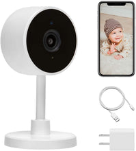 Load image into Gallery viewer, LARKKEY 1080p WiFi Home Smart Camera, Indoor 2.4G IP Security Surveillance with Night Vision, Monitor with iOS, Android App, Compatible with Google Home (White)