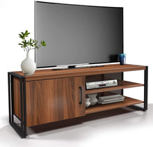 Load image into Gallery viewer, Amzdeal TV Stand Entertainment Center for Television up to 43", TV Cabinet Media Console with Cabinet Door, Storage Shelves and Metal Frame for Living Room, Rustic Brown