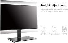 Load image into Gallery viewer, FITUEYES Universal TV Stand\/Base Swivel Tabletop TV Stand with Mount for 40 to 80 inch Flat Screen TV 60 Degree Swivel 6 Level Height Adjustable,Tempered Glass Base,Holds up to 110lbs Screens
