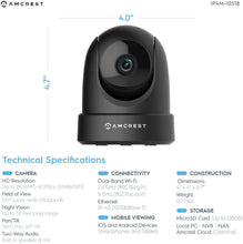 Load image into Gallery viewer, Amcrest 4MP UltraHD Indoor WiFi Camera, Security IP Camera with Pan\/Tilt, Two-Way Audio, Night Vision, Remote Viewing, Dual-Band 5ghz\/2.4ghz, 4-Megapixel @~20FPS, Wide 120° FOV, IP4M-1051B (Black)