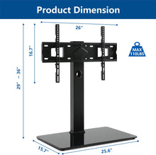 Load image into Gallery viewer, Rfiver Universal Swivel TV Stand Tabletop TV Stand Base for Most 40-80 inch TVs, Height Adjustable with Tempered Glass Base and Wire Management, VESA 600x400mm, Black