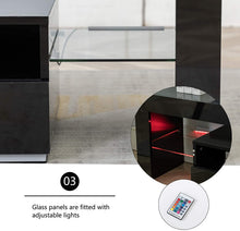 Load image into Gallery viewer, Bonzy Home Glossy TV Stand, TV Console with LED Light Wood Media Storage Console Cabinet for 65" TV - Flat Screen TV Stand, Gaming Consoles - in Lounge Room, Living Room and Bedroom(Black)