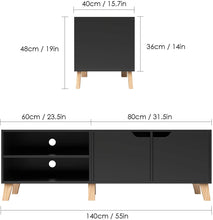 Load image into Gallery viewer, Homfa 55 in TV Stand with 2 Doors and Shelves, Modern Console Entertainment Center Media Console Storage Cabinet for Living Room Home, Black