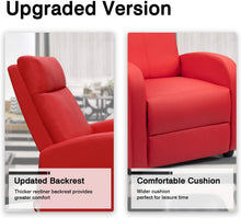 Load image into Gallery viewer, Homall Recliner Chair Padded Seat PU Leather for Living Room Single Sofa Recliner Modern Recliner Seat Club Chair Home Theater Seating (Red)