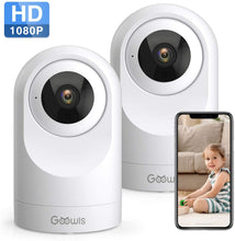 Load image into Gallery viewer, Security Camera Indoor, Goowls 1080P HD WiFi Camera Baby Camera Smart Home Wireless IP Camera for Pet/Dog/Nanny Monitor Pan/Tilt Night Vision Motion Detection 2-Way Audio Compatible with Alexa 2 Pack