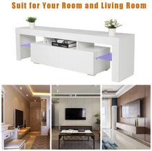 Load image into Gallery viewer, Bonnlo Modern TV Stand with LED Light for 65 Inch TV LED TV Stand TV Cabinet Media Storage Console Table with Drawer and Shelves for Living Room Bedroom Furniture, White