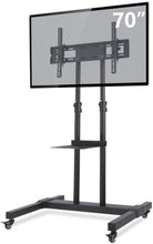 Load image into Gallery viewer, TAVR Mobile TV Stand Rolling TV Cart Floor Stand with Mount on Lockable Wheels Height Adjustable Shelf for 32-70 inch Flat Screen or Curved TVs Monitors Display Trolley Stand Loading 110lbs