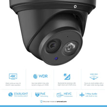 Load image into Gallery viewer, Amcrest UltraHD 4K POE Camera, 8MP Outdoor Security Turret PoE IP Camera, 3840x2160, 164ft NightVision, 2.8mm Lens, IP67 Weatherproof, MicroSD Recording (128GB), Black (IP8M-T2499EB-28MM)