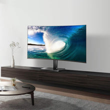 Load image into Gallery viewer, FITUEYES Universal TV Stand Base Swivel Tabletop TV Stand with Mount for 32 to 65 inch Flat Screen TV 80 Degree Swivel, 3 Level Height Adjustable,Tempered Glass Base,Holds up to110 lbs Screens