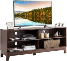 Load image into Gallery viewer, Tangkula Wooden TV Stand, Rustic Style Universal Stand for TV's up to 65" Flat Screen, Home Living Room Storage Console Entertainment Center, 58 Inch TV Stand (Walnut)