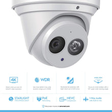 Load image into Gallery viewer, Amcrest UltraHD 4K (8MP) Outdoor Security IP Turret PoE Camera, 3840x2160, 164ft NightVision, 2.8mm Lens, IP67 Weatherproof, MicroSD Recording (128GB), White (IP8M-T2499EW)