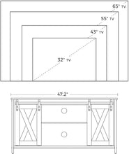 Load image into Gallery viewer, VASAGLE TV Stand with Adjustable Storage Shelves, Entertainment Center for 50 inch TV, TV Console with Sliding Barn Doors, TV Cabinet, Industrial Design, Rustic Brown ULTV45BX