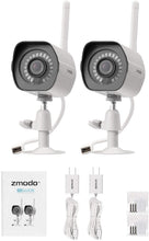 Load image into Gallery viewer, Zmodo Outdoor Security Camera (2 Pack), Smart Home 1080p Full HD Indoor Outdoor Wireless IP Cameras with Night Vision, Cloud Service Available