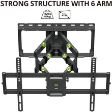 Load image into Gallery viewer, USX MOUNT Full Motion TV Wall Mount for Most 47-84 inch Flat Screen/LED/4K TVs, TV Mount Bracket Dual Swivel Articulating Tilt 6 Arms, Max VESA 600x400mm, Holds up to 132lbs, Arms Up to 16" Wood Stud