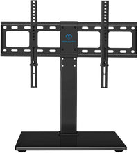 Load image into Gallery viewer, PERLESMITH Universal Swivel TV Stand / Base - Table Top TV Stand for 37-65 inch LCD LED TVs - Height Adjustable TV Mount Stand with Tempered Glass Base, VESA 600x400mm, Holds up to 88lbs