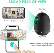 Load image into Gallery viewer, Dog Camera-1080P FHD Pet Camera with Phone App, Pan/Tilt/ Zoom Puppy Camera with 2-Way Audio, AI Human Detection, Night Vision Cloud Storage / TF Card Work with Alexa Wireless Security Camera for Home