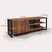 Load image into Gallery viewer, Amzdeal TV Stand Entertainment Center for Television up to 43", TV Cabinet Media Console with Cabinet Door, Storage Shelves and Metal Frame for Living Room, Rustic Brown
