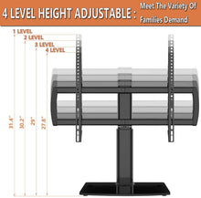 Load image into Gallery viewer, Universal Swivel TV Stand\/Base Table Top TV Stand 32 to 65 inch TVs 80 Degree Swivel, 4 Level Height Adjustable, Heavy Duty Tempered Glass Base, Holds up to 99lbs Screens, HT04B-002U