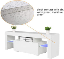 Load image into Gallery viewer, Bonnlo White TV Stand with LED Light Modern 51 Inch TV Stand TV Cabinet with Storage, Drawer and Shelves for Living Room Bedroom Furniture