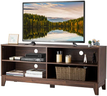 Load image into Gallery viewer, Tangkula Wooden TV Stand, Rustic Style Universal Stand for TV's up to 65" Flat Screen, Home Living Room Storage Console Entertainment Center, 58 Inch TV Stand (Walnut)