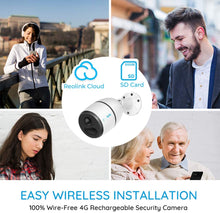 Load image into Gallery viewer, 3G\/4G LTE Outdoor Solar-Powered Celluar Security Camera, Wirefree Rechargeable Battery Camera System w\/SD Socket and Cloud, 1080p Night Vision, 2-Way Audio, PIR Motion Sensor, Reolink Go+Solar Panel