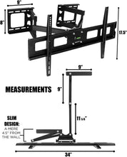 Load image into Gallery viewer, Mount-It! Corner TV Mount | Premium Swivel Full Motion Caddy Corner Wall Bracket for 37-63 inch Flat Panel Screens VESA up to 800x400, 132 lb Capacity, Black