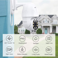 Load image into Gallery viewer, Dragon Touch OD10 Security Camera Outdoor, 1080P HD PTZ Outdoor Camera Wi-Fi for Home Security Surveillance, Floodlight, Night Vision, Motion Detection, 2-Way Audio, Alexa/Google Home, Waterproof