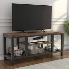 Load image into Gallery viewer, TV Stand, 59 InchesTribesigns Industrial Rustic Media Stand for 60 Inches TV, Large 3-Tier Entertainment Center with Metal Mesh Shelf, Media Console Table for Living Room