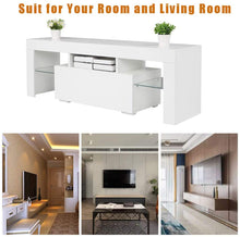 Load image into Gallery viewer, Bonnlo White TV Stand with LED Light Modern 51 Inch TV Stand TV Cabinet with Storage, Drawer and Shelves for Living Room Bedroom Furniture