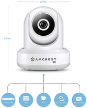 Load image into Gallery viewer, Amcrest UltraHD 2K WiFi Camera 3MP (2304TVL) Dualband 5ghz \/ 2.4ghz Indoor IP3M-941 (White)