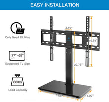 Load image into Gallery viewer, PERLESMITH Universal Swivel TV Stand / Base - Table Top TV Stand for 37-65 inch LCD LED TVs - Height Adjustable TV Mount Stand with Tempered Glass Base, VESA 600x400mm, Holds up to 88lbs