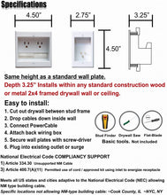 Load image into Gallery viewer, PowerBridge TWO-PRO-6 Dual Power Outlet Professional Grade Recessed In-Wall Cable Management System for Wall-Mounted Flat Screen LED, LCD, and Plasma TV’s