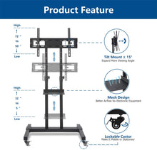 Load image into Gallery viewer, Rfiver Mobile TV Stand Rolling TV Cart with Tilt Mount and Locking Wheels for Most 37"-80" LCD LED Flat Screen Curved TVs, Black Display Trolley Floor Stand Height Adjustable Max Load 110 Lbs