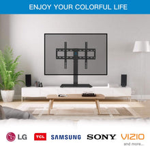 Load image into Gallery viewer, PERLESMITH Universal Swivel TV Stand / Base - Table Top TV Stand for 37-65 inch LCD LED TVs - Height Adjustable TV Mount Stand with Tempered Glass Base, VESA 600x400mm, Holds up to 88lbs