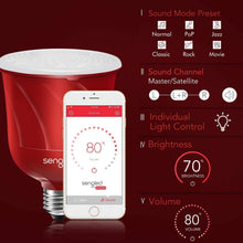 Load image into Gallery viewer, Sengled Pulse LED Smart Bulb with JBL Bluetooth Speaker, App Controlled Up to 8 BR30 LED Light Bulbs with Starter Kit, E26 Base, Compatible with Amazon Alexa, Candy Apple Red, 2 Pack