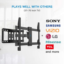 Load image into Gallery viewer, PERLESMITH Full Motion TV Wall Mount Bracket Dual Articulating Arms Bear up to 132lbs for Most 37-70 inch TV with Tilt, Swivel, Rotation fit LED, LCD, OLED, Plasma Flat Screen TV, Max VESA 600x400mm