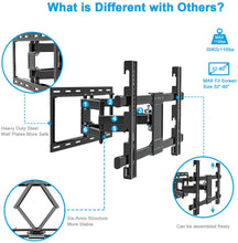 Load image into Gallery viewer, Full Motion TV Wall Mount Bracket for Most 32-80 Inch LED\/LCD\/OLED Flat Curved TVs with Dual Articulating Arms Swivel Tilts Rotation fits 16”Stud. MAX VESA 600X400mm and Loading Capacity 110 lbs.