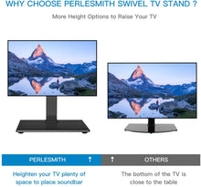 Load image into Gallery viewer, PERLESMITH Universal Swivel TV Stand / Base - Table Top TV Stand for 37-65 inch LCD LED TVs - Height Adjustable TV Mount Stand with Tempered Glass Base, VESA 600x400mm, Holds up to 88lbs