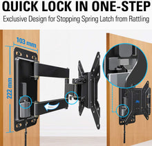 Load image into Gallery viewer, Mounting Dream Lockable RV TV Mount for 17-43 inch TV, RV Mount for Camper Trailer Motor Home Boat Truck, Full Motion Unique One Step Lock Design RV TV Wall Mount, 200mm VESA 44 lbs. MD2210
