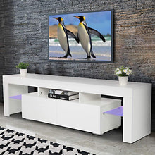 Load image into Gallery viewer, Bonnlo Modern TV Stand with LED Light for 65 Inch TV LED TV Stand TV Cabinet Media Storage Console Table with Drawer and Shelves for Living Room Bedroom Furniture, White
