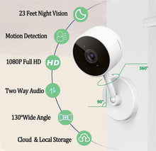 Load image into Gallery viewer, LARKKEY 1080p WiFi Home Smart Camera, Indoor 2.4G IP Security Surveillance with Night Vision, Monitor with iOS, Android App, Compatible with Alexa (White Plus)