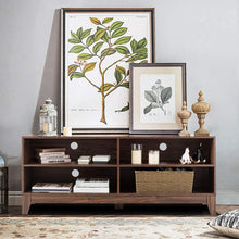 Load image into Gallery viewer, Tangkula Wooden TV Stand, Rustic Style Universal Stand for TV's up to 65" Flat Screen, Home Living Room Storage Console Entertainment Center, 58 Inch TV Stand (Walnut)