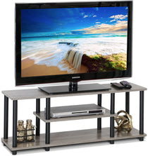 Load image into Gallery viewer, FURINNO Turn-N-Tube 3-Tier Entertainment TV Stand, Round, French Oak Grey\/Black
