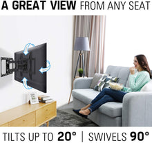 Load image into Gallery viewer, Mounting Dream TV Mount for Most 42-70 inch Flat Screen TVs Up to 100 lbs, Full Motion TV Wall Mount with Swivel Articulating 6 Arms, TV Wall Mounts Fit 12-16” Wood Studs, Max VESA 600x400mm