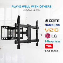 Load image into Gallery viewer, PERLESMITH Full Motion TV Wall Mount Bracket Dual Articulating Arms Bear up to 132lbs for Most 37-70 inch TV with Tilt, Swivel, Rotation fit LED, LCD, OLED, Plasma Flat Screen TV, Max VESA 600x400mm