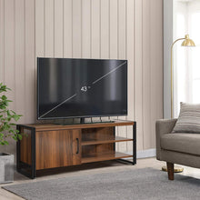Load image into Gallery viewer, Amzdeal TV Stand Entertainment Center for Television up to 43", TV Cabinet Media Console with Cabinet Door, Storage Shelves and Metal Frame for Living Room, Rustic Brown