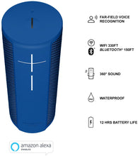 Load image into Gallery viewer, Ultimate Ears BLAST Portable Waterproof Wi-Fi and Bluetooth Speaker + Power Up Charging Dock with Hands-Free Amazon Alexa Voice Control - Blue Steel